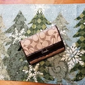 Coach Signature Jacquard Snap Flap Wallet